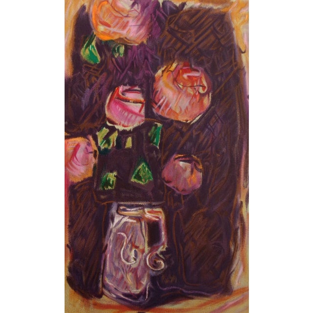 "Cinq Roses" unframed limited edition lithograph on paper by French artist Robert Delval. Hand signed and numbered by the...