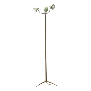 Vintage Three-Light Brass Floor Lamp, 1950s For Sale