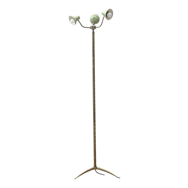 Vintage Three-Light Brass Floor Lamp, 1950s For Sale