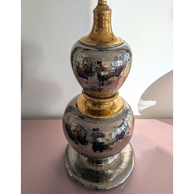 1960s Large Mid-Century Modern Gold and Silver Glazed Terracotta Lamp by Studio 4, 1960s For Sale - Image 5 of 13