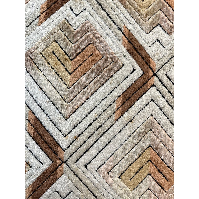 Beige Vintage Pair of Tuxedo Sofas in Chevron Pattern Attributed to Milo Baughman For Sale - Image 8 of 10