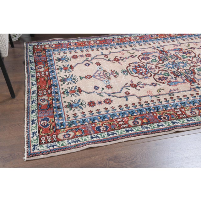 Beige Vintage Turkish Oushak Handmade Wool Cotton Beige Area Rug For Sale - Image 8 of 11