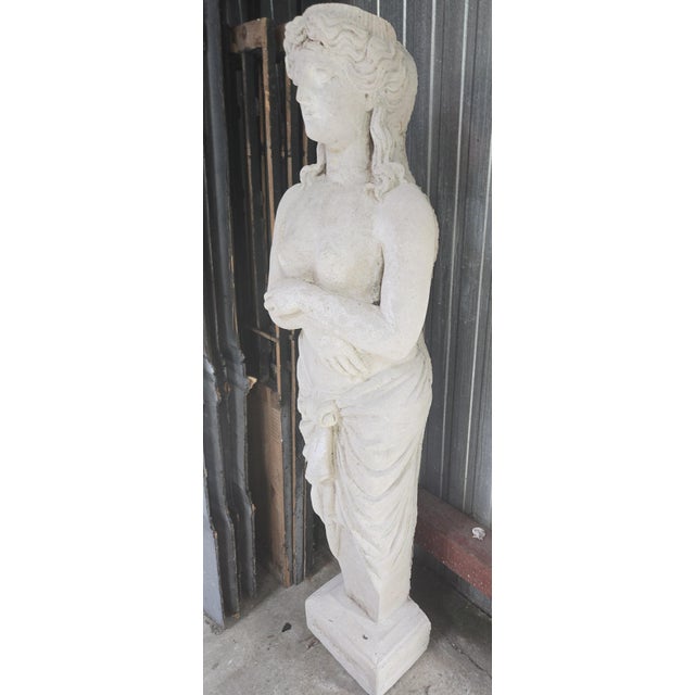 Large Reconstituted Stone Nude Female Garden Statue, 1950s For Sale - Image 4 of 7