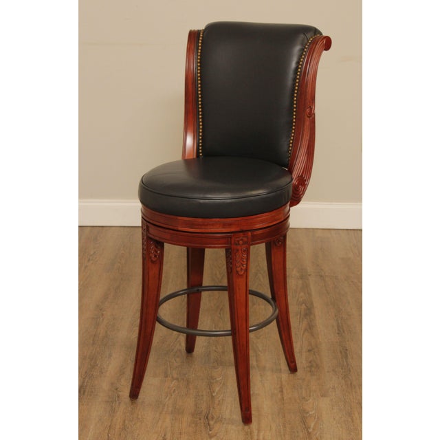 Harden Cherry & Black Leather Swivel Bar Stools A Pair Chairish