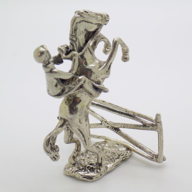 Vintage Italian Handmade Genuine Silver Show Jump Horse Figurine, 1970s For Sale - Image 4 of 12