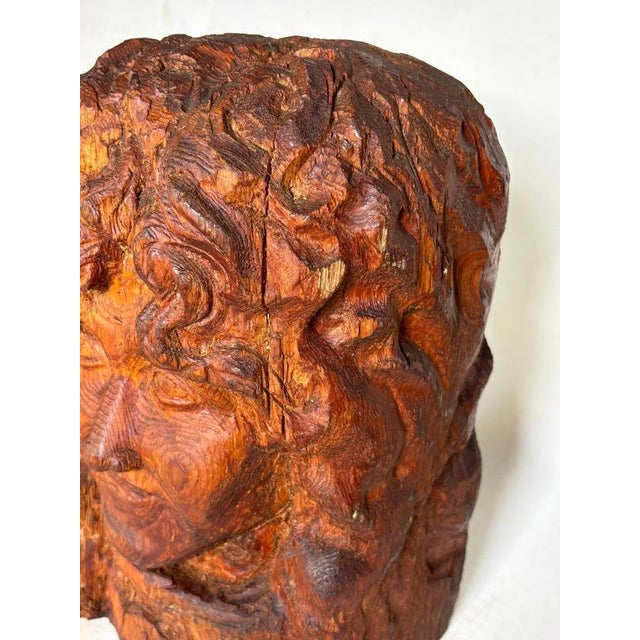 Sculpture of a Head in Wood, France, 1960s For Sale - Image 9 of 13