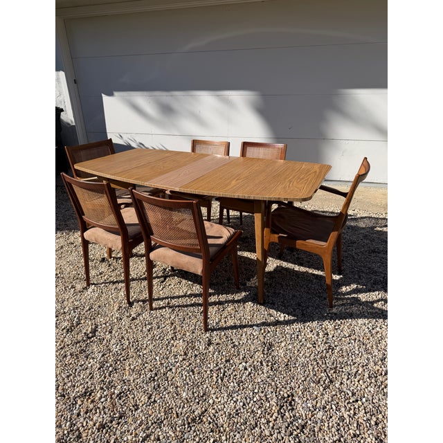Mid Century Modern Dux Swedish Dining Set – Drop Leaf Table + 6 Cane Back Chairs For Sale - Image 16 of 16