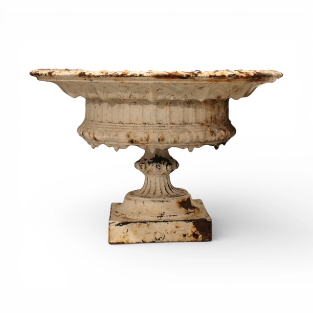 19th Century French Antique Pair of White Iron Jardinieres or Planters For Sale - Image 4 of 5