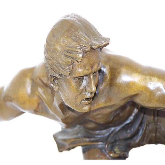 Art Deco Figurative Group Sculpture, Golden Patinated Bronze For Sale - Image 4 of 6