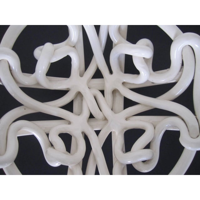 White Woven Pottery Ceramic Centerpiece Bowl Chairish