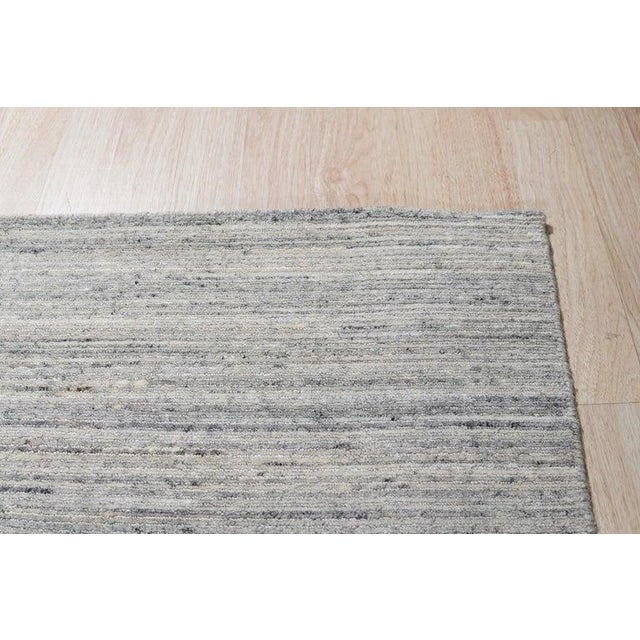 4x6 Ivory Hand-Knotted Wool Subtle Linear Texture Geometric Modern Carpet Rug For Sale In New York - Image 6 of 8
