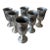 Vintage American Is Century Modern Pewter-Tone Sunburst Medallion Water Goblets – Set of 6 For Sale