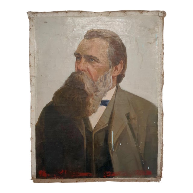 1970s Friedrich Engels Portrait, Oil Painting, Ukrainian Art 83-63 For Sale