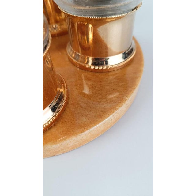 Cruet Set in Gilt Brass, Cut Crystal and Lacquered Goatskin Parchment by Aldo Tura, 1970s, Set of 8 For Sale - Image 9 of 18