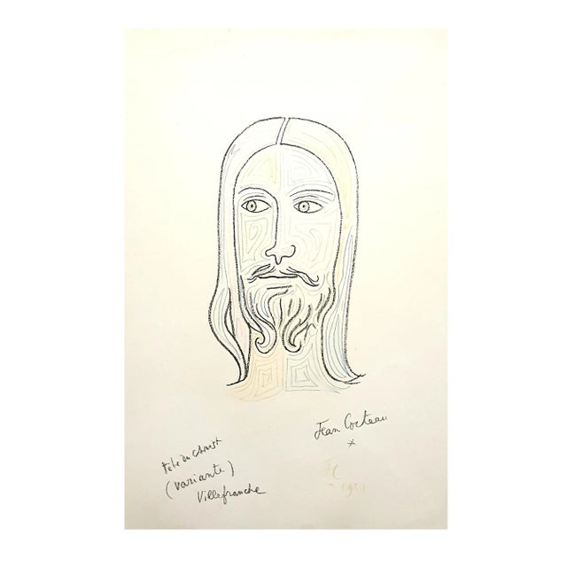 Jean Cocteau - Christ - Original Handsigned and Handcolored Lithograph Signed in the plate Handsigned and dated in color...