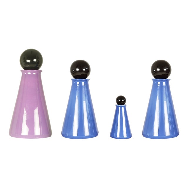 Glazed Ceramic Decorative Bottles by L. Boscolo for Forma & Luce, 1980s, Set of 4 For Sale