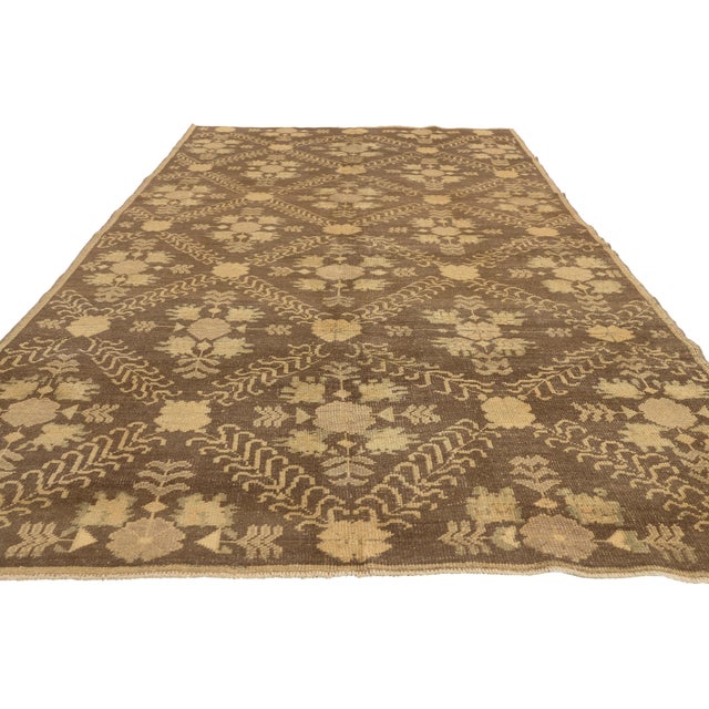 Mid-Century Modern Vintage Turkish Oushak Rug, 04'11 X 09'04 For Sale - Image 3 of 11