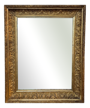 Antique Italian Gilt Wood Mirror with Carved Frame, Late 19th Century