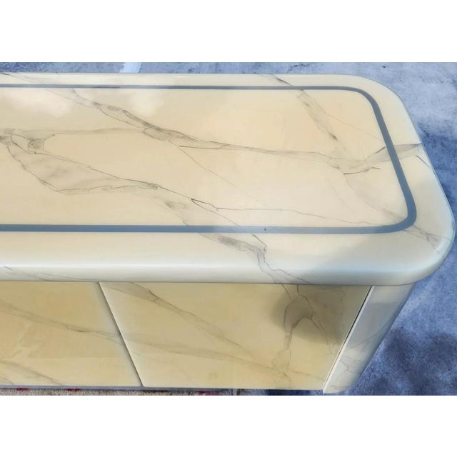 Wood Faux Goatskin Buffet Sideboard Vintage For Sale - Image 7 of 12