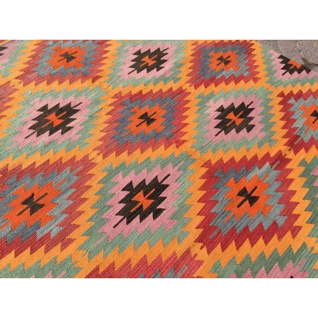 Vintage Diamond Design Kilim Rug - 63" X 106" For Sale - Image 4 of 10