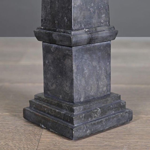 Small Black and Grey Marble Obelisks, Set of 2 For Sale - Image 3 of 5