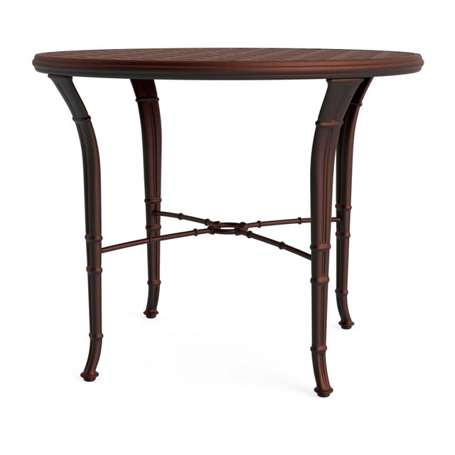 Brown Jordan Calcutta 36" Round Cast Bistro Umbrella Table in Almandine For Sale
