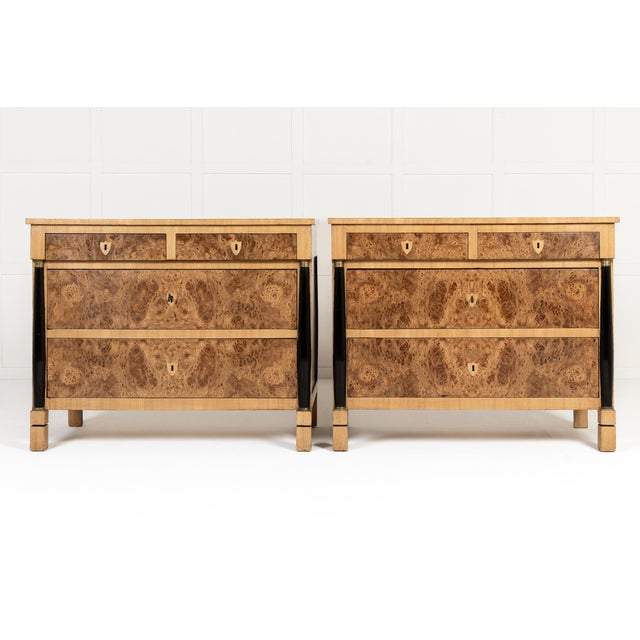 French Burr Elm Commodes, 19th Century, Set of 2 For Sale - Image 9 of 11