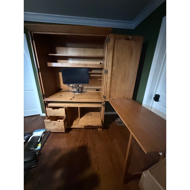 Wood Ethan Allen Office Armoire For Sale - Image 7 of 9