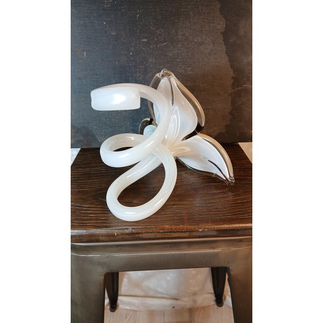 Vintage Hand-Blown Art Glass Lily Sculpture — In the Style of Murano For Sale - Image 13 of 13