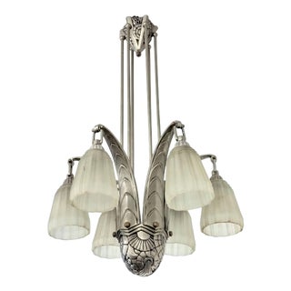 French Art Deco Pendant Chandelier For Sale