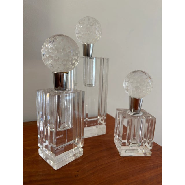 1980s Listed Artist Alyce Simon Signed Set of Custom Lucite Perfume Bottles Sculptures For Sale In Raleigh - Image 6 of 9
