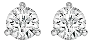 14K White Gold 3/4 Cttw 3-Prong Martini Set Brilliant Round-Cut Solitaire Lab Grown Diamond Screwback Stud Earrings, A Pair