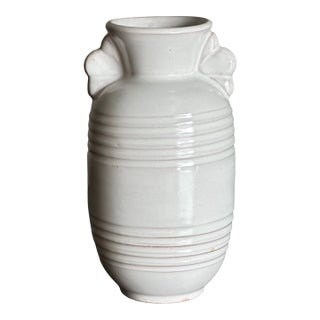 1930s Art Deco White Earthenware Vase Gabriel Burmeister Sweden For Sale