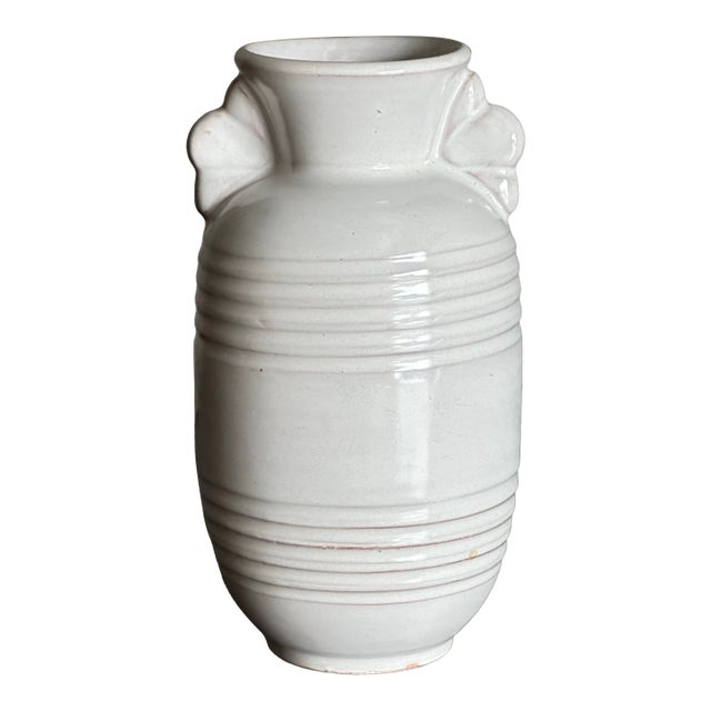 1930s Art Deco White Earthenware Vase Gabriel Burmeister Sweden For Sale