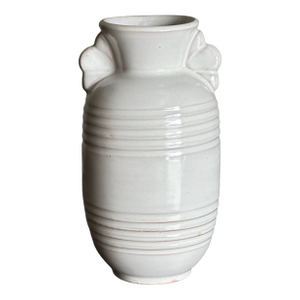 1930s Art Deco White Earthenware Vase Gabriel Burmeister Sweden