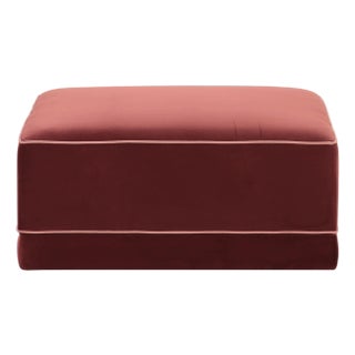 Willow Berry Red with Mauve Piping Performance Velvet Ottoman For Sale