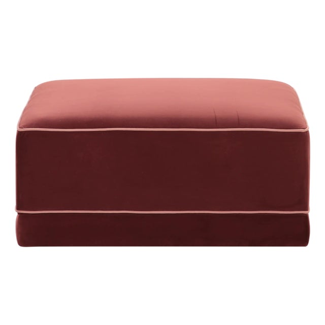 Willow Berry Red with Mauve Piping Performance Velvet Ottoman For Sale