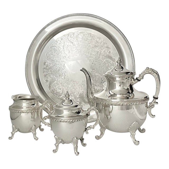 Vintage Silver Plated Tea Service Set Maker Hs - 4 Pieces For Sale
