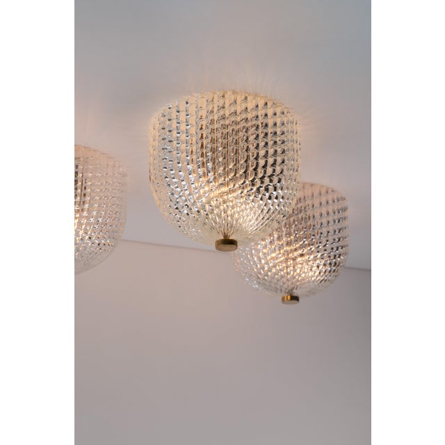 Venini Murano Glass Ceiling Lamp from Venini, 1940s, Set of 3 For Sale - Image 4 of 11