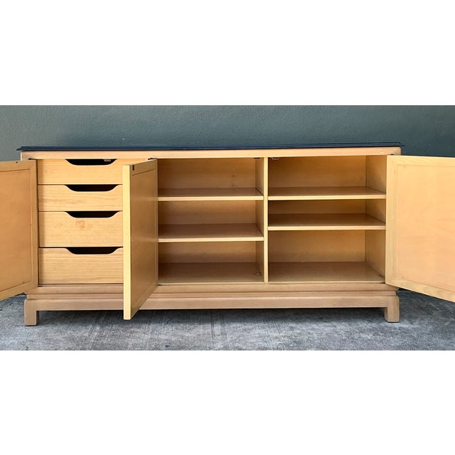 Mid-Century Modern Vintage Wood and Stone Credenza For Sale - Image 3 of 12