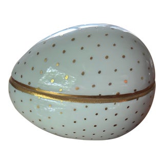 Vintage Limoges Covered Egg Shape Box For Sale