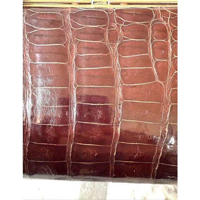 Brown Vintage Leather Faux Corc Handbag For Sale - Image 8 of 9