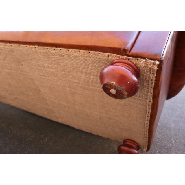1940s Pegasus Tufted Chesterfield Sofa in Distressed Brown Leather For Sale - Image 16 of 18