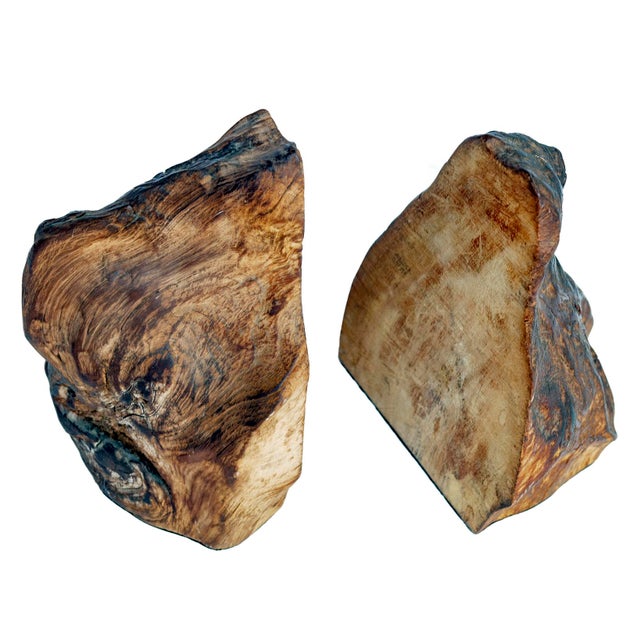 Pr. Vintage Organic Wooden Bookends For Sale - Image 9 of 10