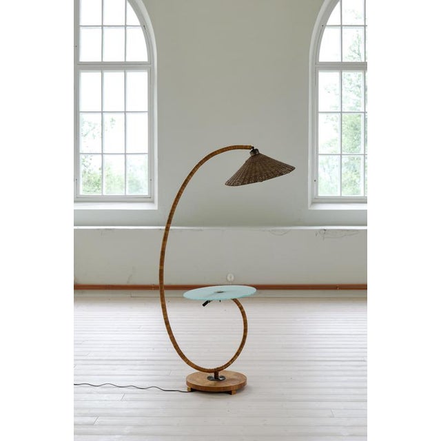 Art Deco Swedish Grace Floor Lamp in Art Glass and Beech, 1930s For Sale - Image 17 of 18