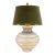 Late 20th Century Sculptural Shell Urn Table Lamp With Moss Green Velvet and Gold-Lined Shade For Sale