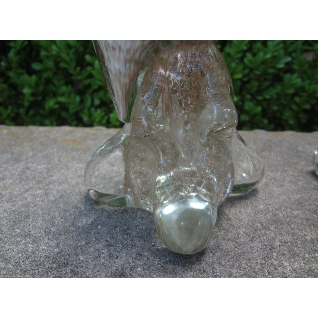 Glass Pair of Murano Glass Birds Attributed to Archimede Seguso For Sale - Image 7 of 13