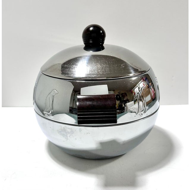 Metal Mid Century Barware Penguin Ice Bucket by West Bend – Chrome Penguin, Retro Bar Cart Entertaining Decor, Vintage Hot & Cold Server For Sale - Image 7 of 12