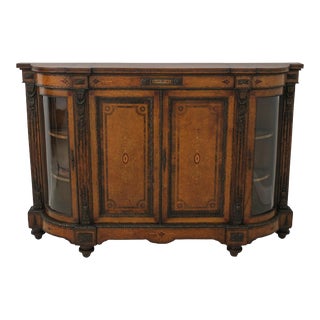 Antique English Neoclassical Curved Door Credenza For Sale