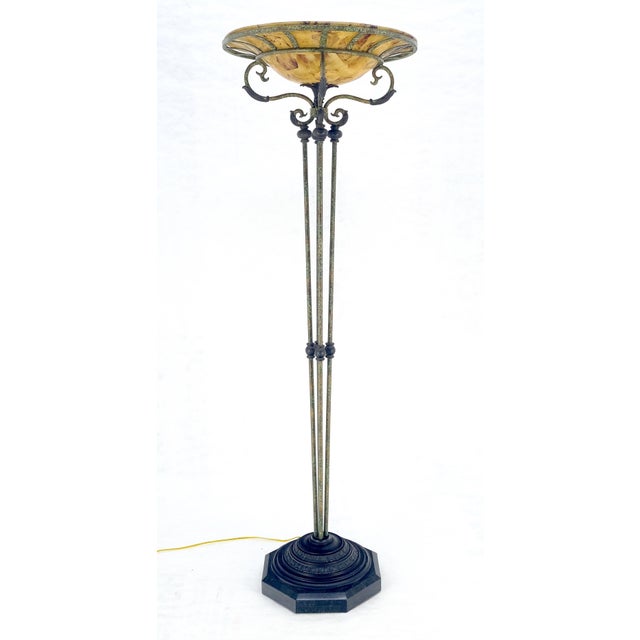 Large 24" Diameter Onyx Shade Black Marble Maitland Smith Floor Lamp MINT
